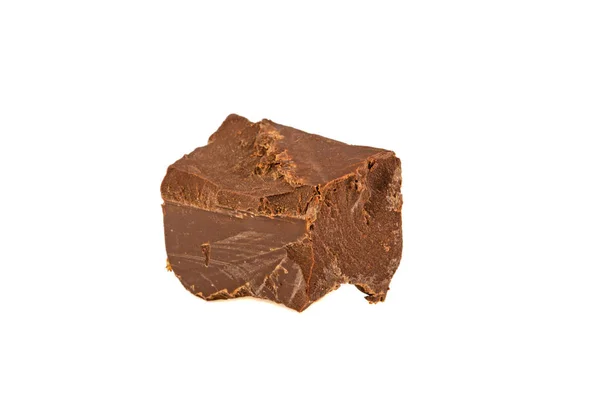 Egy Darab Csokoládé Elszigetelt Fehér Háttér — Stock Fotó
