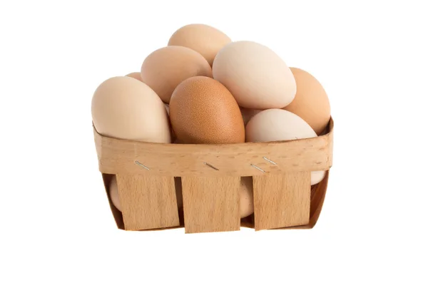 Huevos Una Canasta Sobre Fondo Blanco — Foto de Stock