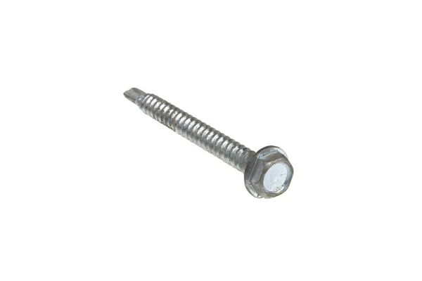 Self Tapping Screw Metal White Background — Stock Photo, Image