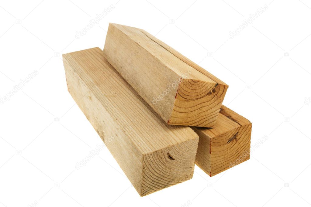 Wooden plank on white background