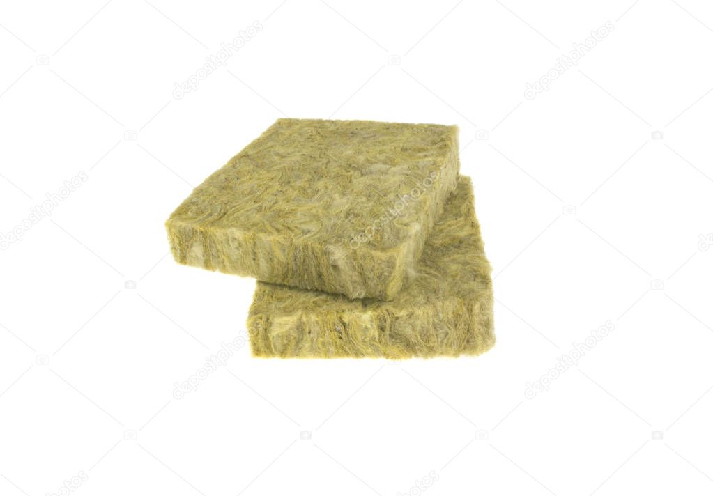 Stone mineral wool insulation on a white background
