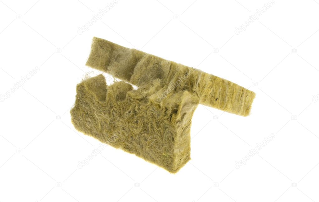 Stone mineral wool insulation on a white background