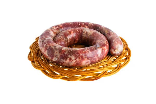 Homemade Sausage White Background — Stock Photo, Image