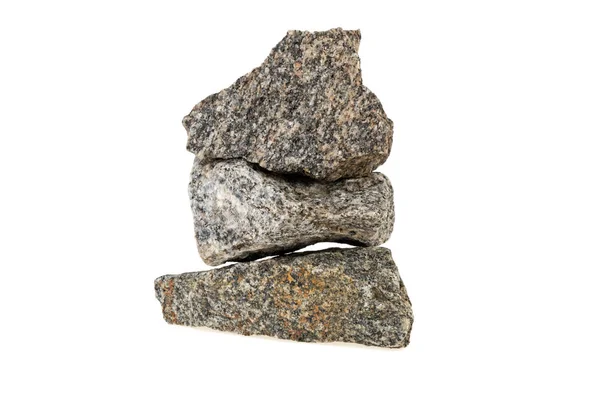 돌, 흰색 배경에 고립 된 화강암에 돌 — 스톡 사진