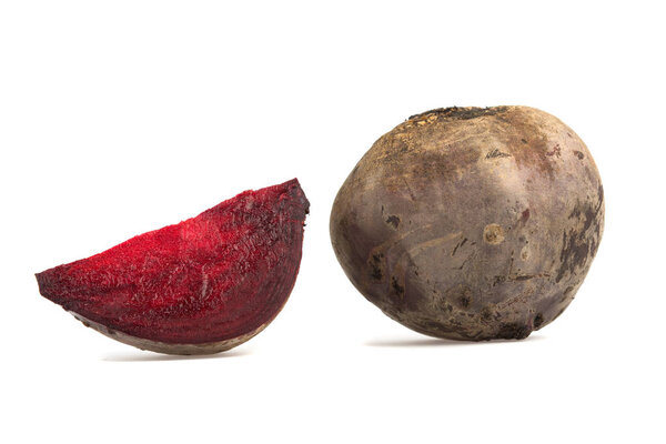 red beet cut isolated on a white background