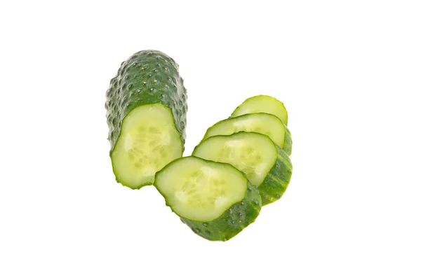 Groene Komkommer Een Witte Achtergrond — Stockfoto