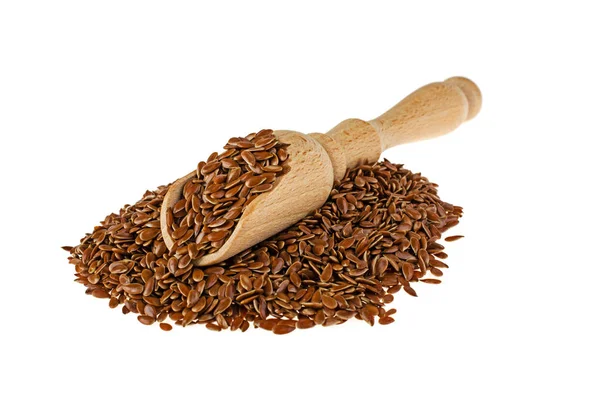 Flax Seeds Spoon White Background — Stock Photo, Image