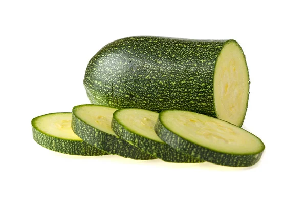 Green Zucchini Sliced White Background — Stock Photo, Image