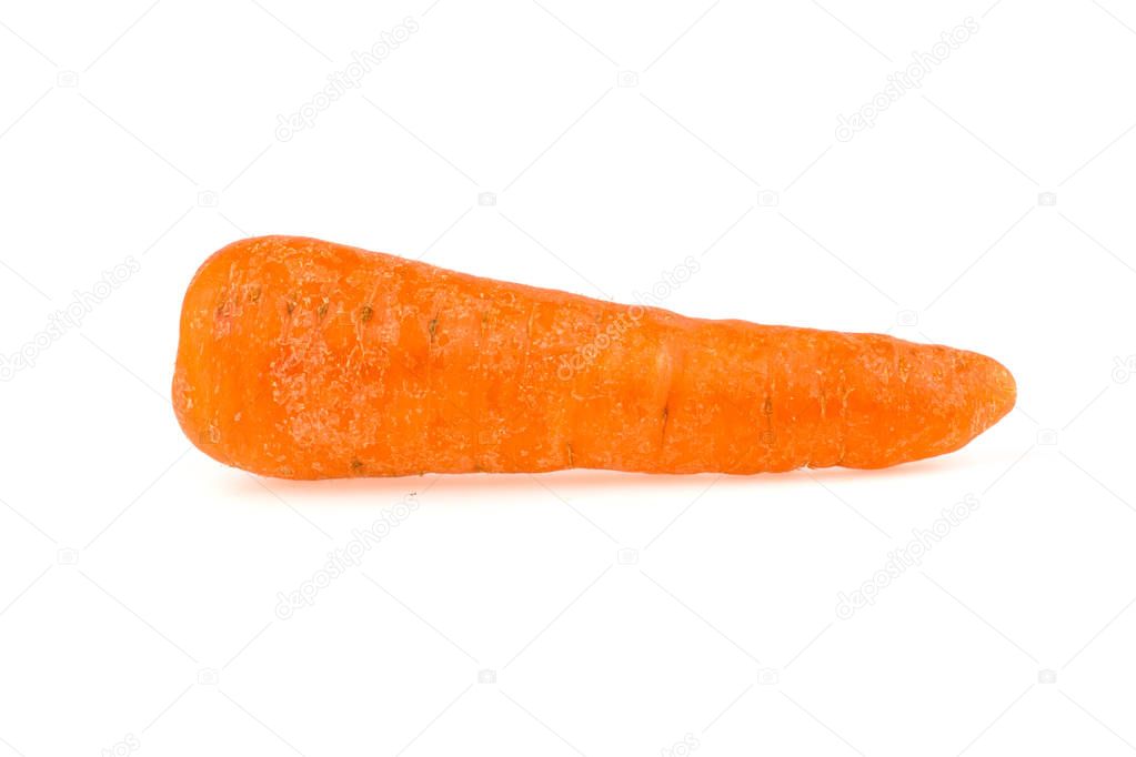 Peeled carrots on a white background