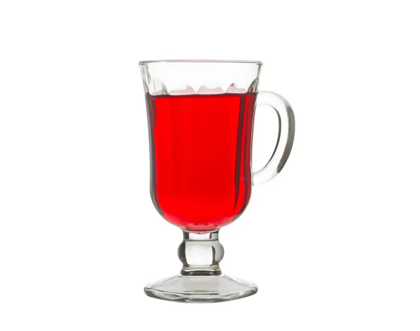 Glaskristallglas Für Glühwein Mit Weinroter Flüssigkeit Auf Weißem Hintergrund — Stockfoto