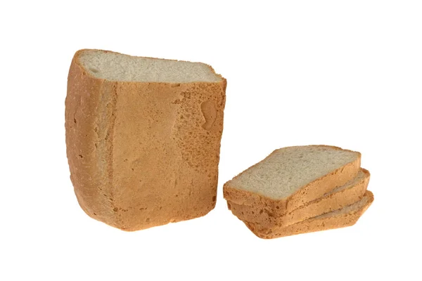 Brood Gesneden Geïsoleerd Witte Achtergrond — Stockfoto