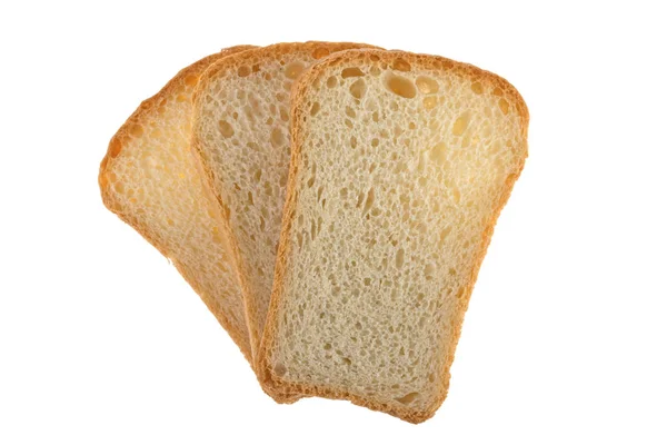 Gesneden Brood Segmenten Geïsoleerd Witte Achtergrond — Stockfoto