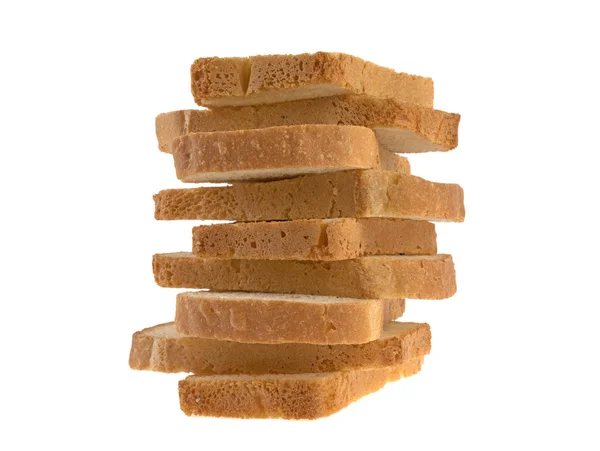 Gesneden Brood Segmenten Geïsoleerd Witte Achtergrond — Stockfoto