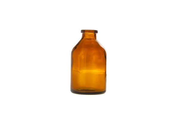Glasflasche Braun Für Medizin Isoliert Auf Weißem Hintergrund — Stockfoto