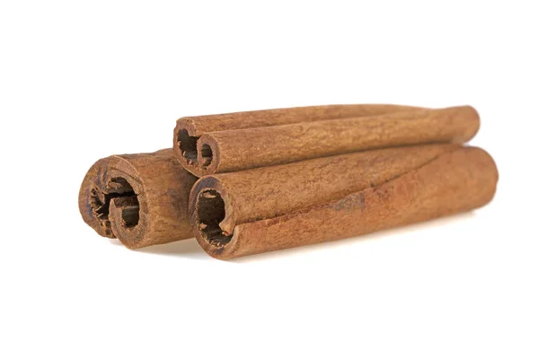 Three Cinnamon Sticks White Background — Stock Photo, Image
