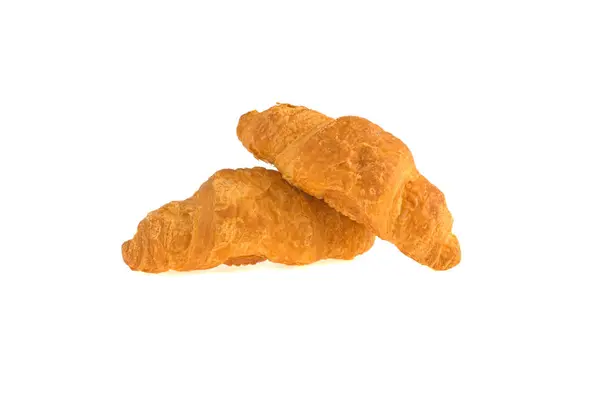 Två Croissanter Vit Bakgrund — Stockfoto