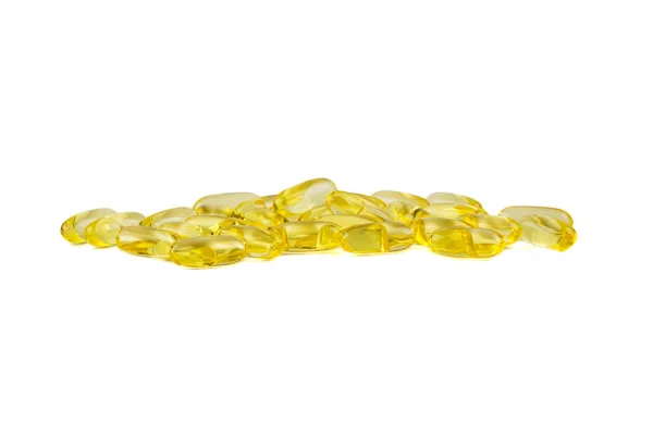 Cápsulas omega 3 isoladas sobre fundo branco — Fotografia de Stock