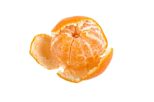 Mandarine pelée sur fond blanc isolé — Photo