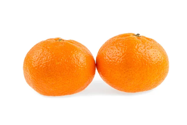 Két mandarin fehér alapon elszigetelt — Stock Fotó