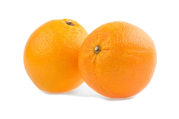 Két Narancs Egy Fehér Háttér Elszigetelt — Stock Fotó