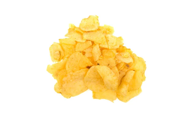 Potatis Chips Vit Bakgrund Isolerad — Stockfoto