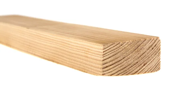 Dřevěný Paprsek Izolovaný Bílém Pozadí Borovice — Stock fotografie