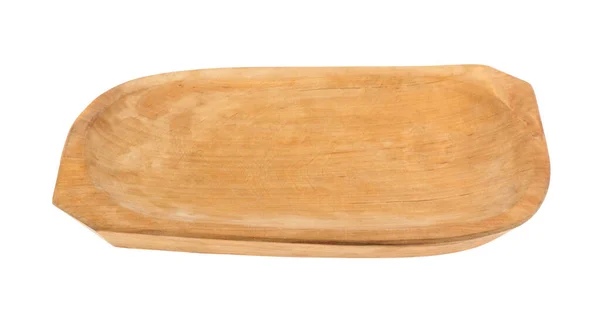 Schale Aus Holz Tablett Auf Weißem Hintergrund Isoliert — Stockfoto