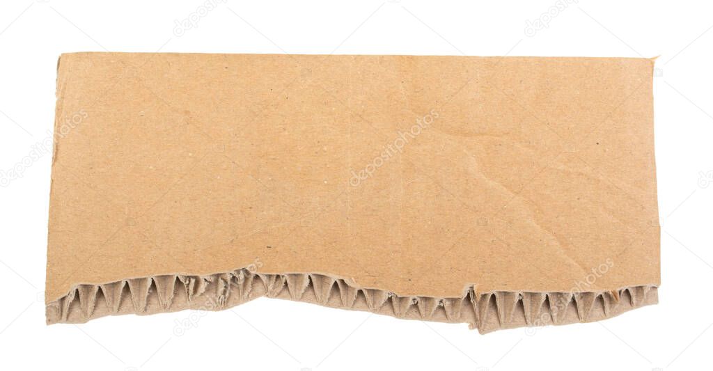 A piece of cardboard on a white background, isolated.