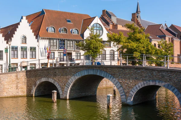 Kleine Brug Het Kanaal Van Langerei Brugge Brugge België — Stockfoto