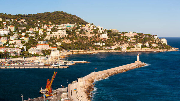 Port of Nice and boat harbour, Cote d'Azur, French Riviera
