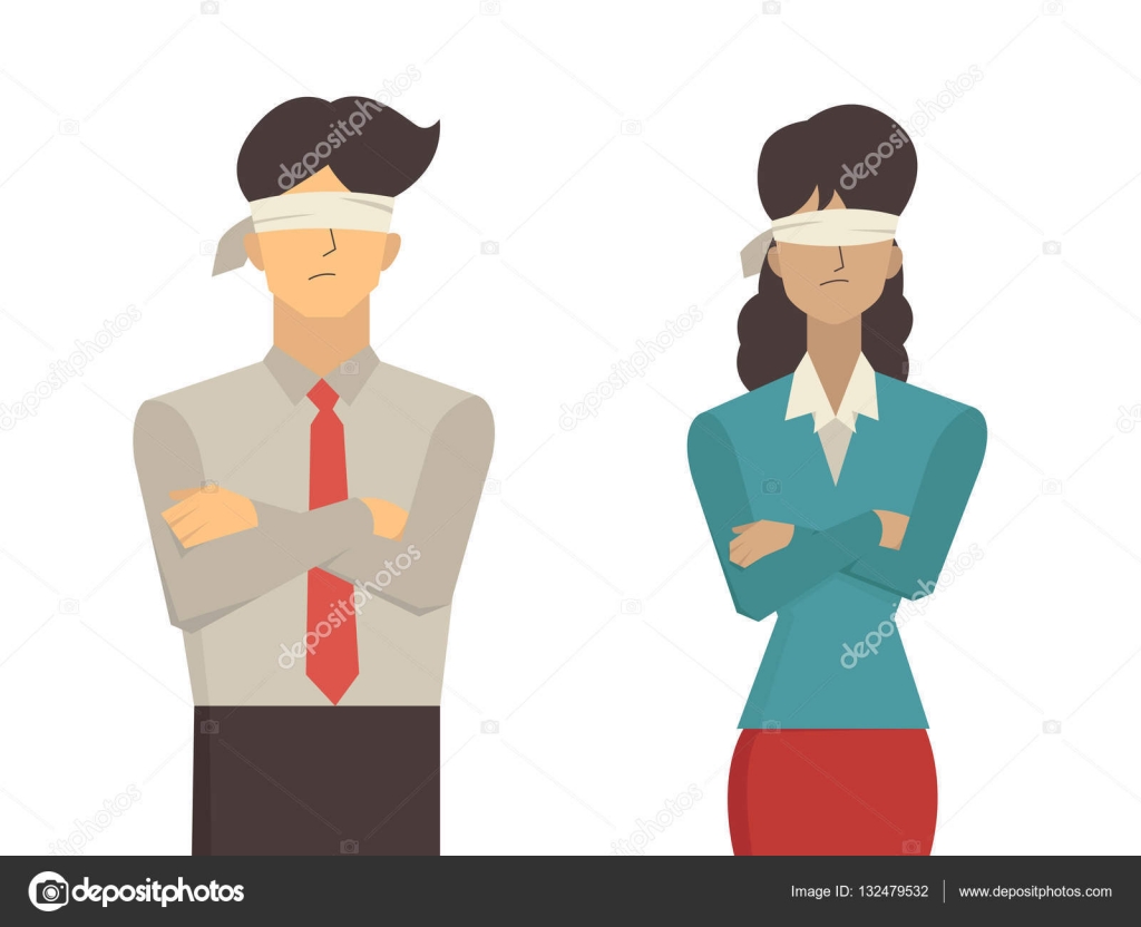 Man and woman blindfolded Stock Vector by ©jesadaphorn 132479532