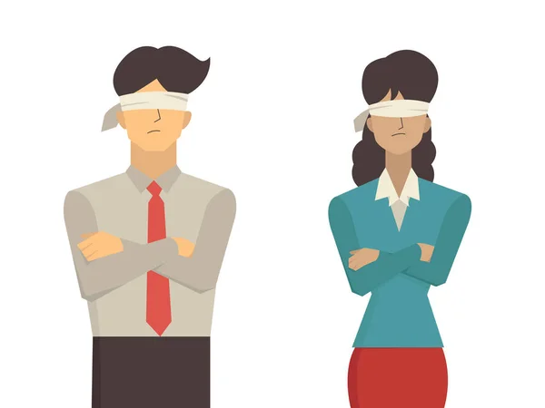 Man and woman blindfolded — Stock Vector