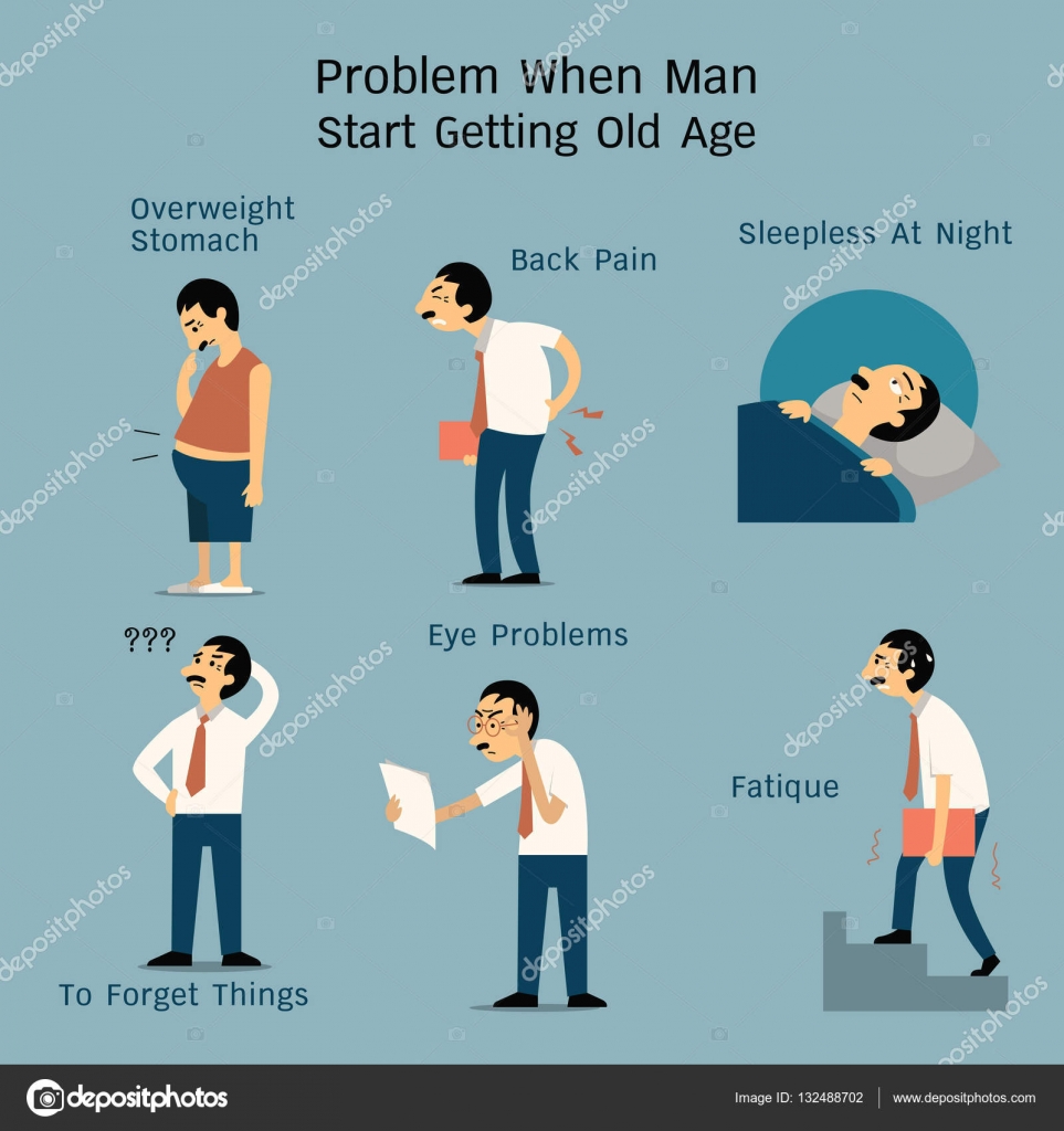 Unhealthy problem at old age man — Stock Vector ...