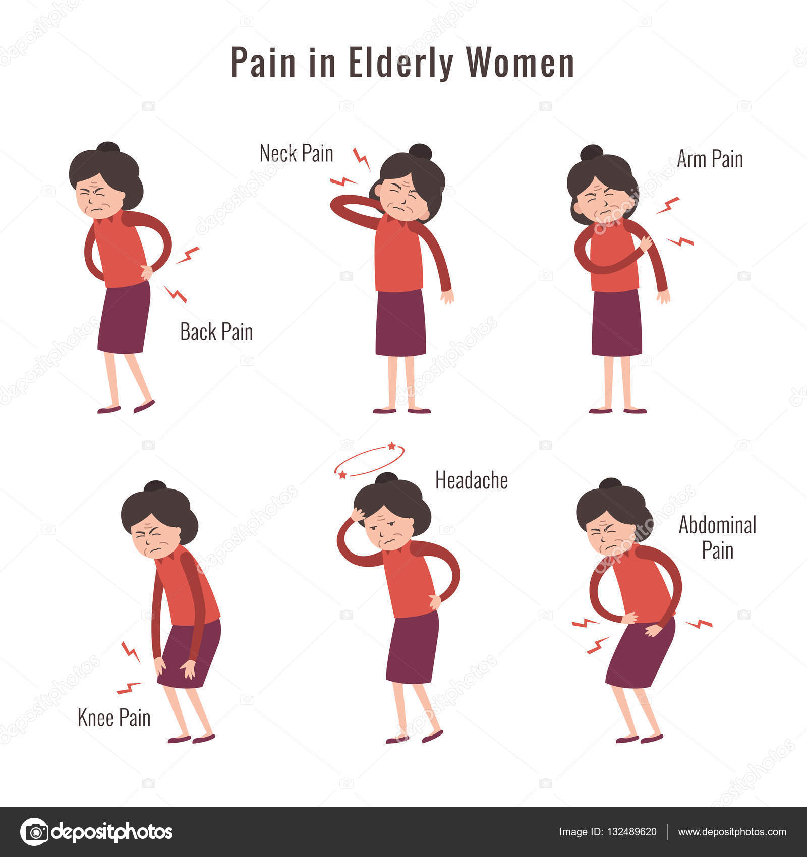 Elderly woman pain Stock Vector Image by ©jesadaphorn #132489620 Elderly woman pain Stock Vector Image by ©jesadaphorn #132489620