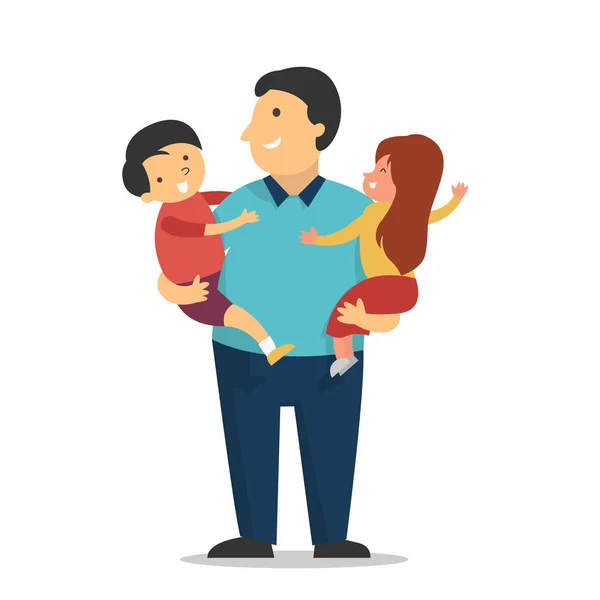 Padre con hijos — Vector de stock