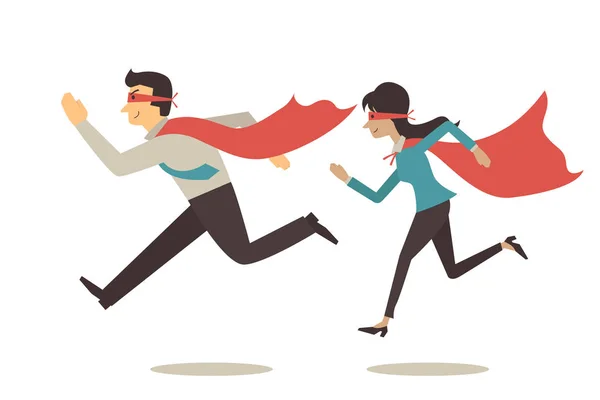 Homme d'affaires et femme super héros — Image vectorielle