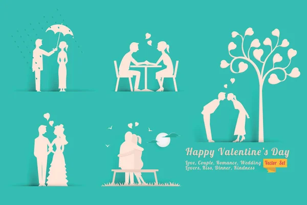 Amor San Valentín concepto conjunto — Vector de stock