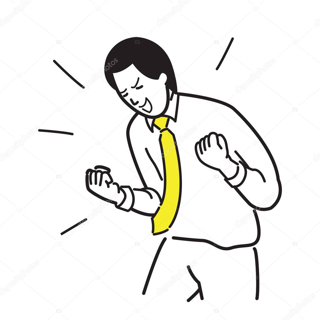 excited businessman holding fist