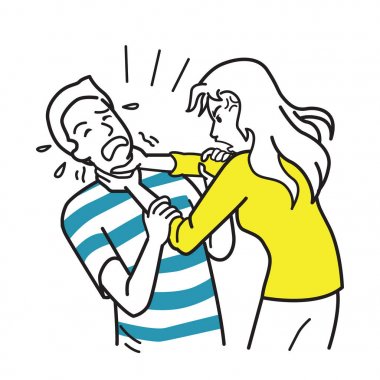Wife stangling her husband clipart
