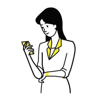 İş kadını holding smartphone