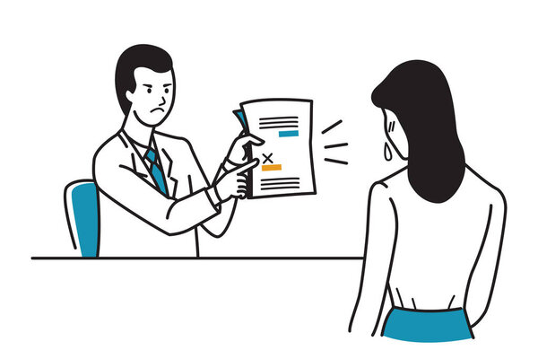 Злой босс указывает на ее ошибку.
