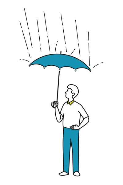 Hombre sosteniendo paraguas — Vector de stock