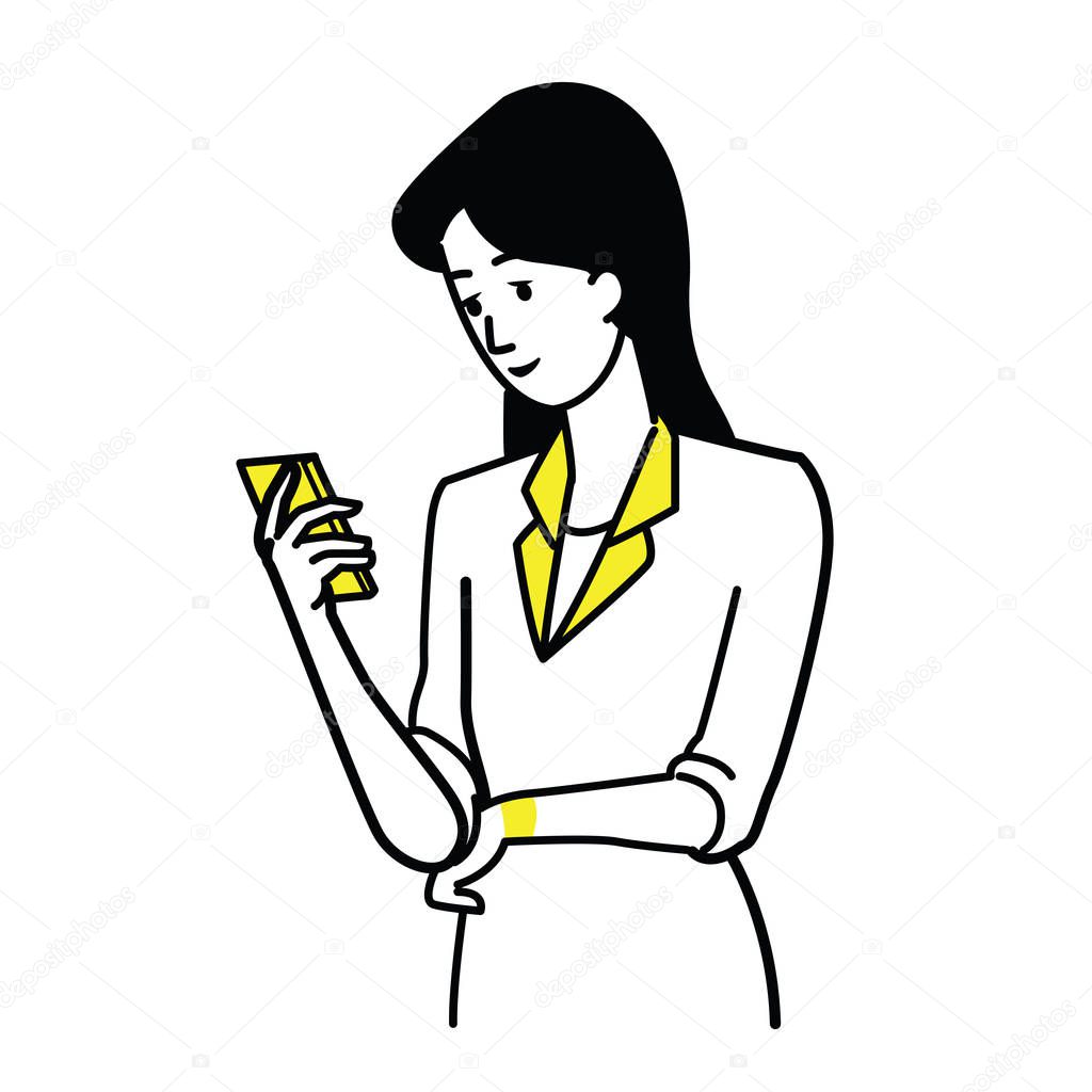 Business woman holding smartphone