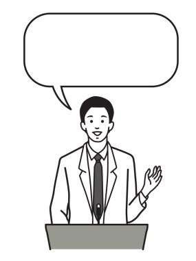 Podyumda konuşan işadamı