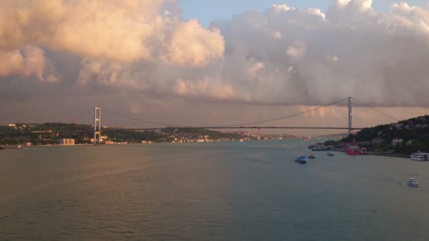 Istanbul City Bosphorus Antenn Skytte — Stockvideo