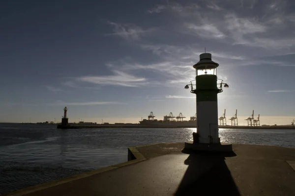 Port i latarnia morska w Aarhus — Zdjęcie stockowe