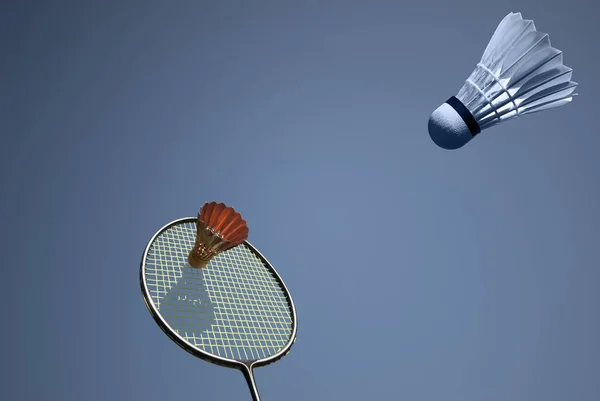 Golden badminton action — Stock Photo, Image