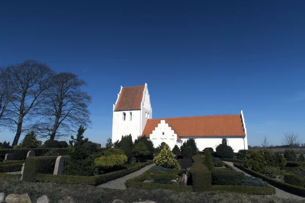 Traditional Danish white church — Stock Photo, Image
