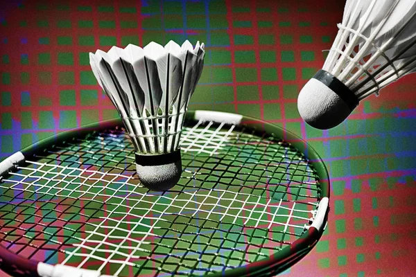 Abstrakta badminton raket och badmintonbollen — Stockfoto