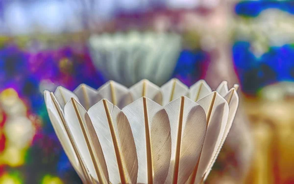 Badminton shuttlecock ganso penas close-up . — Fotografia de Stock